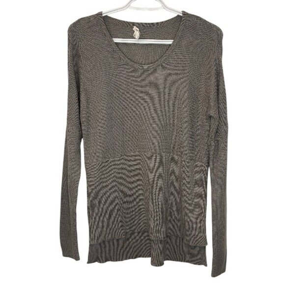 Helmut Lang grey high low hem knit long sleeve pullover sweater size P - Picture 2 of 6